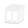Maintenance Warehouse 2-Gang Unbreakable Polycarbonate Standard-Size Rocker Wall Plate In Gloss White, 5-Pack