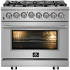 Forno Massimo 36 Inch Dual Fuel Range, 6 Burners, True Convection Oven