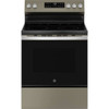 GE ENERGY STAR 30 In. 5.3 cu. ft. Smooth Electric SmartHQ Freestanding Range, Crisp Mode, Self-Clean, Slate