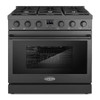 Cosmo 36" Lumin Collection 6.0 Cu Ft Gas Range 6 Burners Convection Oven Black