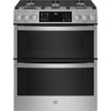 GE Profile 30 In. 6.7 Cu. Ft. 5 Burner Gas SmartHQ Slide-In Double Oven Range, Self-Clean, Stainless Steel, ADA