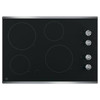 GE 30 In. 4 Burner Smooth Surface Radiant Electric Cooktop, Built-In Knob, Stainless Steel, ADA