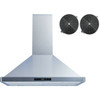 Winflo 30 In. 475 CFM Wall Mount Range Hood In Stainless Steel W/ Mesh And Charcoal Filters Touch Sensor Control