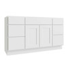 CNC CABINETRY Luxor Vanity Base Cabinet, 60"W X 34.5"H X 21"D, Shaker White L10-V60DD