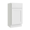 CNC CABINETRY Luxor 1-Door Vanity Base Cabinet, 18"W X 34.5"H, Shaker White L10-VB18R