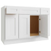 CNC CABINETRY Luxor 3-Door Vanity Base Cabinet, 5-Pc, 48"Wx34.5"H, Shaker White L10-VB48-5P