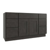 CNC CABINETRY Luxor Vanity Base Cabinet, 60"W X 34.5"H X 21"D, Shaker Smoky Grey L02-V60DD