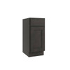 CNC CABINETRY Luxor 1-Door Vanity Base Cabinet, 15"W X 34.5"H, Shaker Smoky Grey L02-VB15R