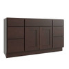 CNC CABINETRY Luxor Vanity Base Cabinet, 60"W X 34.5"H X 21"D, Shaker Espresso L11-V60DD