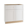 Express Shaker 36 In W X 24 In D X 34.5 In H Assembled Plywood Base Kitchen Cabinet In Vesper White With Drawers B36-XVW