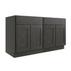CNC CABINETRY Luxor 4-Door Base Cabinet, 4 Pull Out, 48"W, Shaker Smoky Grey L02-B48-POS4