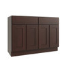 CNC CABINETRY Luxor 4-Door Base Cabinet, 2 Pull Out, 48"W, Shaker Espresso L11-B48-POS2