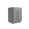 CNC CABINETRY Luxor 27" 2-Door Sink Base Cabinet, 5-Pc Drawer, Shaker Misty Grey L03-SB27-5P