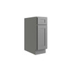 CNC CABINETRY Luxor 12" Base Cabinet, 1 Pull Out, 5-Pc, Right, Shaker Misty Grey L03-B12R-POS1-5P
