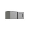 CNC CABINETRY Luxor 2-Door Wall Cabinet, 33"W X 12"H X 12"D, Shaker Misty Grey L03-3312