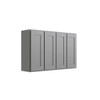 CNC CABINETRY Luxor 4-Door Wall Cabinet, 48"W X 30"H X 12"D, Shaker Misty Grey L03-4830