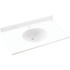 Swan White Ellipse Solid Surface Single Bowl Vanity Top 22" X 37"