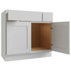 CNC CABINETRY Luxor 2-Drawer Vanity Base Cabinet, 36"W, Shaker Misty Grey