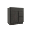 CNC CABINETRY 1-Door 2-Drawer Vanity Sink Bay Cabinet, 30"Wx34.5"Hx21"D, Shaker Smoky Grey