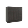 CNC CABINETRY Luxor 2-Door Vanity Cabinet, 36"Wx34.5"Hx21"D, Shaker Smoky Grey