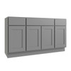 CNC CABINETRY Luxor 4-Door Vanity Base Cabinet, 60"W X 34.5"H, Shaker Misty Grey