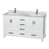 Wyndham Collection Sheffield White Double Bath Vanity 60 Inch With Countertop And Sink