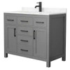 Wyndham Beckett 42" Dark Gray Single Vanity, Carrara Marble Top, Black Trim