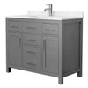 Wyndham Beckett 42" Dark Gray Single Vanity, Carrara Marble Top