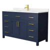 Wyndham Beckett 54" Dark Blue Single Vanity, Carrara Marble Top