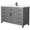 Wyndham Beckett 54" Dark Gray Single Vanity, Carrara Marble Top, Black Trim