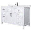 Wyndham Beckett 54" White Single Vanity, White Marble Top