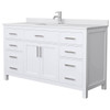 Wyndham Beckett 60" White Single Vanity, White Marble Top