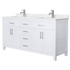 Wyndham Beckett 66" White Double Vanity, Carrara Marble Top