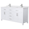 Wyndham Beckett 66" White Double Vanity, White Marble Top