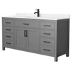 Wyndham Beckett 66" Dark Gray Single Vanity, Carrara Marble Top, Black Trim