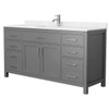 Wyndham Beckett 66" Dark Gray Single Vanity, Carrara Marble Top
