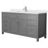 Wyndham Beckett 66" Dark Gray Single Vanity, White Marble Top