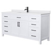 Wyndham Beckett 66" White Single Vanity, White Marble Top, Black Trim