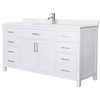 Wyndham Beckett 66" White Single Vanity, Carrara Marble Top