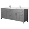 Wyndham Beckett 84" Dark Gray Double Vanity, Carrara Marble Top