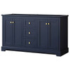 Wyndham Avery 60" Dark Blue Double Vanity, No Countertop, No Sinks