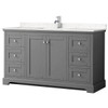 Wyndham Avery 60" Dark Gray Single Vanity, Carrara Marble Top
