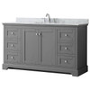 Wyndham Avery 60" Dark Gray Single Vanity, Carrara Marble Top, Oval Sink