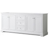 Wyndham Avery 80" White Double Vanity, No Countertop, No Sinks