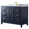 Wyndham Daria 48" Dark Blue Single Vanity, Carrara Marble Top, Square Sink