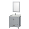 Wyndham Sheffield Gray Single Bathroom Vanity 30" With 24" Mirror & Square Sink
