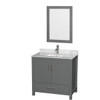 Wyndham Sheffield Dark Gray Single Bathroom Vanity 36"With Square Sink & Mirror