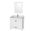 Wyndham Sheffield White Single Bathroom Vanity 36" With Square Sink And Mirror