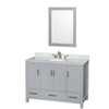 Wyndham Sheffield Gray Single Bathroom Vanity 48" W/ Oval Sink And 24" Mirror