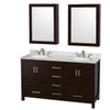 Wyndham Sheffield Espresso Double Bathroom Vanity 60" With Medicine Cabinet